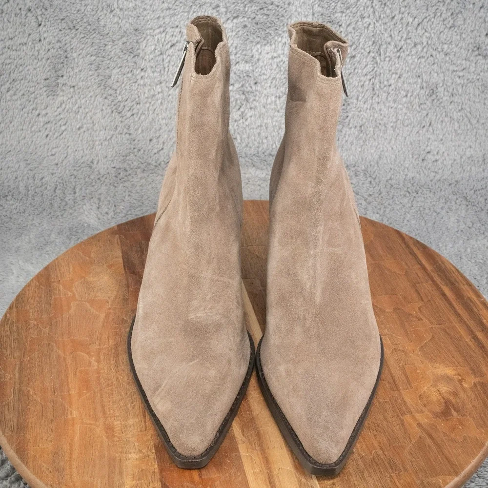 Sam Edelman Boots Shoes Size 8.5 Jane Western Bootie‎ Olive Leather Pointy Toe